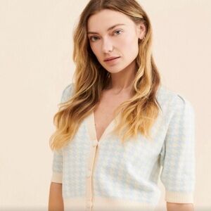 Cropped Houndstooth Cardigan